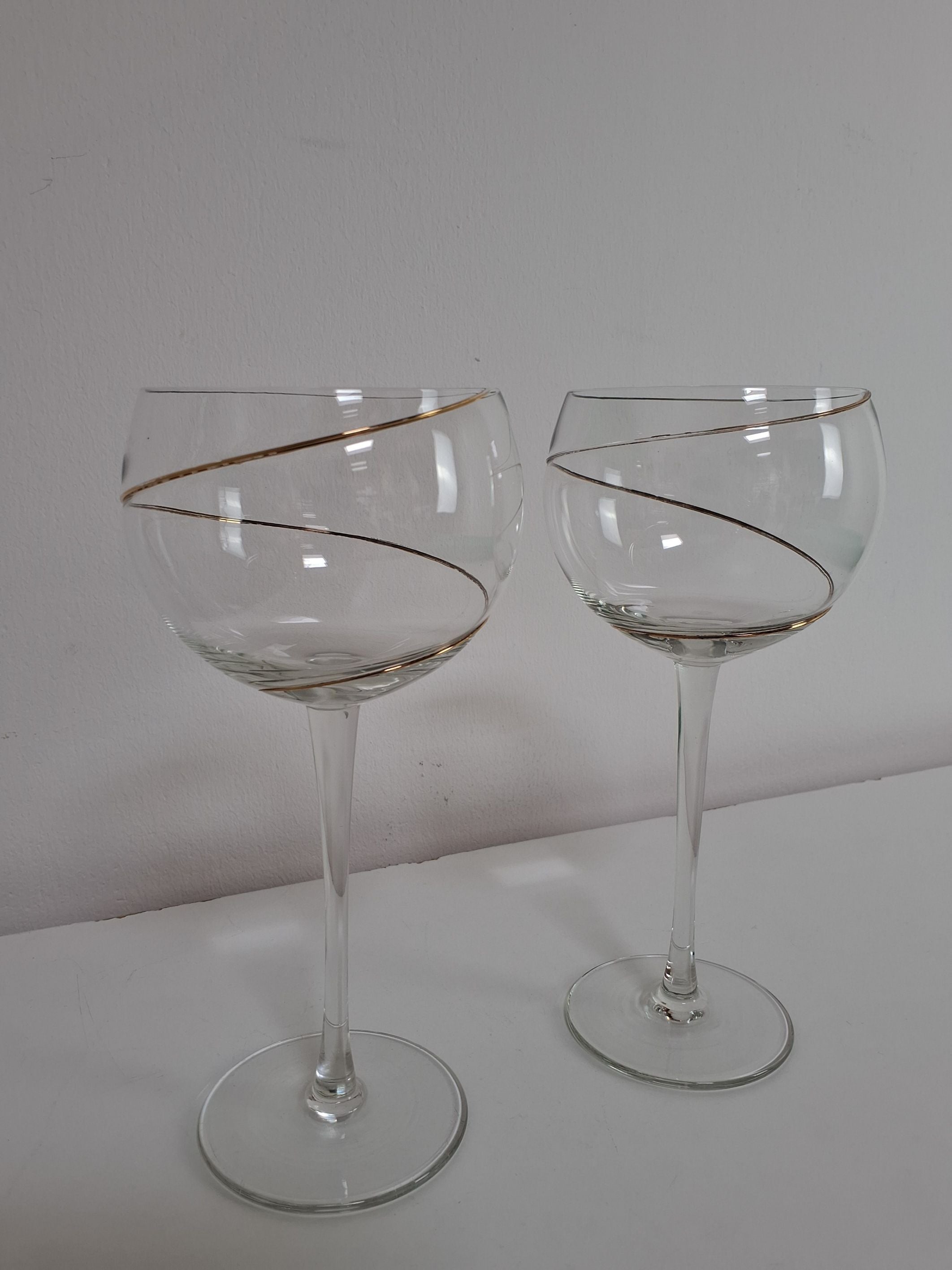 2 stk Bourgogne guld spiral vin glad